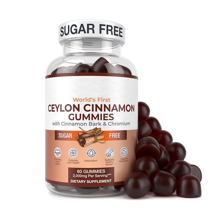 Saor ó shiúcra Ceylon Cinnamon Gummies Croí Dúlra - Antioxidant Sláintiúil Sláintiúil Delight Rich Delight