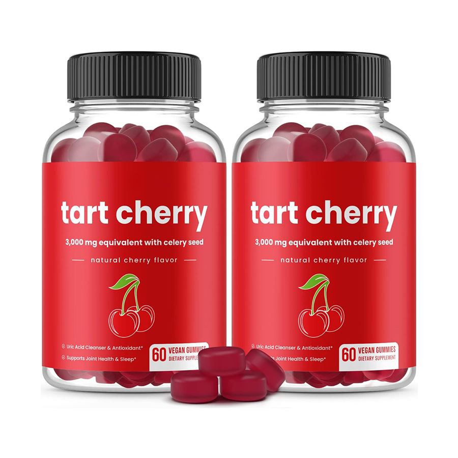 Tart Cherry & Sheilgí Vegan Gummies Tacaíocht Nádúrtha do Chosaint Antioxidant Sláinte Aigéad Uric agus Folláine Laethúil