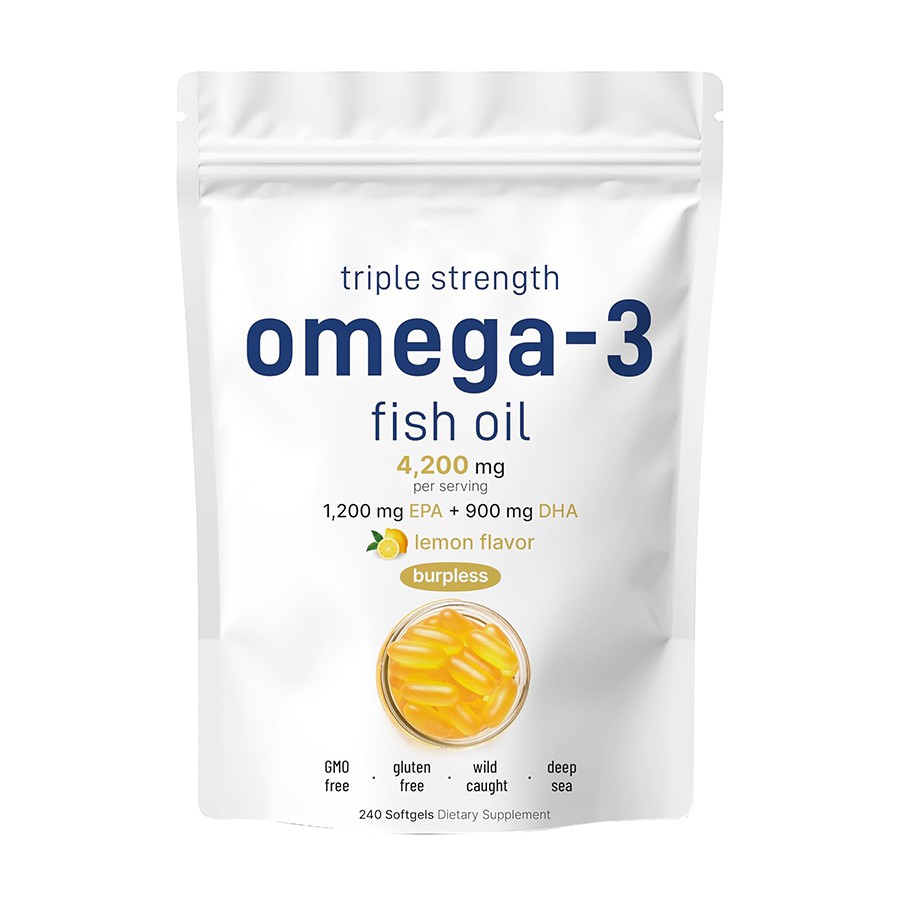Neart Triple Omega 3 Ola Éisc De réir Micrimhilseogra Comhábhair Vitimín Angels
